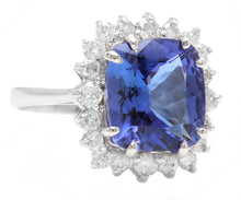 Load image into Gallery viewer, 5.30 Carats Natural Very Nice Looking Tanzanite and Diamond 14K Solid White Gold Ring