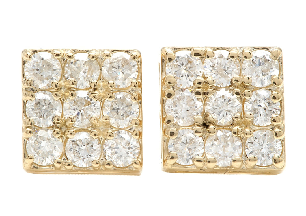 1.15 Carat Natural Diamond 14K Solid Yellow Gold Earrings