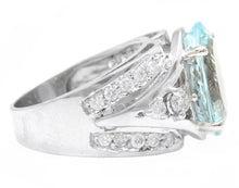 Load image into Gallery viewer, 9.30 Carats Exquisite Natural Aquamarine and Diamond 14K Solid White Gold Ring