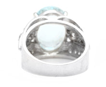 Load image into Gallery viewer, 9.30 Carats Exquisite Natural Aquamarine and Diamond 14K Solid White Gold Ring
