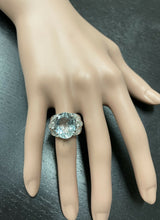 Load image into Gallery viewer, 9.30 Carats Exquisite Natural Aquamarine and Diamond 14K Solid White Gold Ring