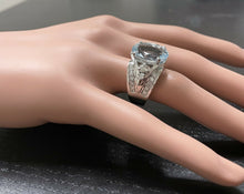 Load image into Gallery viewer, 9.30 Carats Exquisite Natural Aquamarine and Diamond 14K Solid White Gold Ring