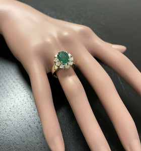 4.40 Carats Natural Emerald and Diamond 14K Solid Yellow Gold Ring