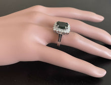 Load image into Gallery viewer, 5.70 Carats Natural Very Nice Looking Green Tourmaline and Diamond 14K Solid White Gold Ring