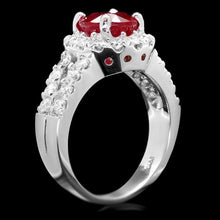 Load image into Gallery viewer, 4.10 Carats Natural Red Ruby and Diamond 14K Solid White Gold Ring