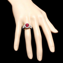 Load image into Gallery viewer, 4.10 Carats Natural Red Ruby and Diamond 14K Solid White Gold Ring