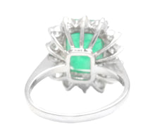 Load image into Gallery viewer, 5.15 Carats Natural Emerald and Diamond 14K Solid White Gold Ring