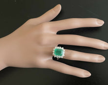 Load image into Gallery viewer, 5.15 Carats Natural Emerald and Diamond 14K Solid White Gold Ring