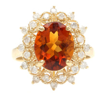 Load image into Gallery viewer, 4.20 Carats Exquisite Natural Madeira Citrine and Diamond 14K Solid Yellow Gold Ring