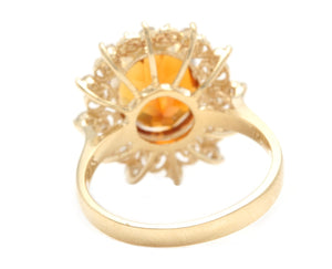 4.20 Carats Exquisite Natural Madeira Citrine and Diamond 14K Solid Yellow Gold Ring