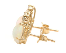 Load image into Gallery viewer, 2.80 Carats Natural Opal and Diamond 14K Solid Yellow Gold Stud Earrings
