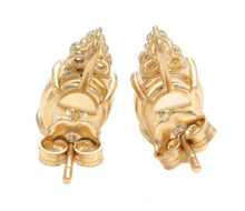 Load image into Gallery viewer, 2.80 Carats Natural Opal and Diamond 14K Solid Yellow Gold Stud Earrings