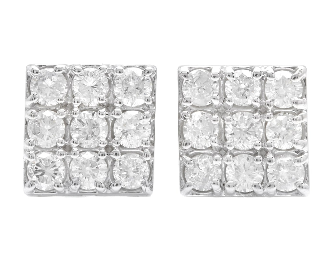 1.15 Carat Natural Diamond 14K Solid White Gold Earrings