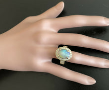 Load image into Gallery viewer, 6.00 Carats Natural Impressive Ethiopian Opal and Diamond 14K Solid Yellow Gold Ring