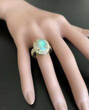 Load image into Gallery viewer, 6.00 Carats Natural Impressive Ethiopian Opal and Diamond 14K Solid Yellow Gold Ring
