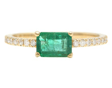 Load image into Gallery viewer, 1.20 Carats Natural Emerald and Diamond 14K Solid Yellow Gold Ring