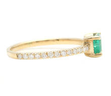 Load image into Gallery viewer, 1.20 Carats Natural Emerald and Diamond 14K Solid Yellow Gold Ring