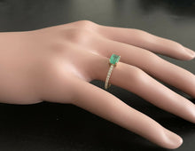 Load image into Gallery viewer, 1.20 Carats Natural Emerald and Diamond 14K Solid Yellow Gold Ring