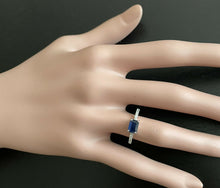 Load image into Gallery viewer, 1.30Ct Natural Blue Sapphire and Diamond 14K Solid White Gold Ring