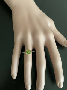 1.30 Carats Natural Peridot and Diamond 14K Solid Rose Gold Ring