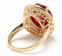 Load image into Gallery viewer, 11.75 Carats Impressive Natural Red Ruby and Diamond 14K Yellow Gold Ring