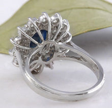 Load image into Gallery viewer, 2.70 Carats Natural Blue Sapphire and Diamond 18K Solid White Gold Ring