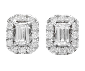 0.90 Carats Natural Diamond 14K Solid White Gold Earrings