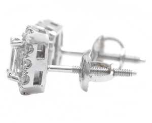 0.90 Carats Natural Diamond 14K Solid White Gold Earrings