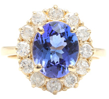 Load image into Gallery viewer, 4.15 Carats Natural Very Nice Looking Tanzanite and Diamond 14K Solid Yellow Gold Ring