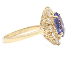 Load image into Gallery viewer, 4.15 Carats Natural Very Nice Looking Tanzanite and Diamond 14K Solid Yellow Gold Ring