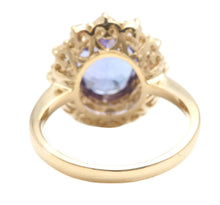 Load image into Gallery viewer, 4.15 Carats Natural Very Nice Looking Tanzanite and Diamond 14K Solid Yellow Gold Ring