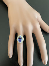 Load image into Gallery viewer, 4.15 Carats Natural Very Nice Looking Tanzanite and Diamond 14K Solid Yellow Gold Ring