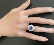 Load image into Gallery viewer, 4.15 Carats Natural Very Nice Looking Tanzanite and Diamond 14K Solid Yellow Gold Ring