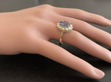 Load image into Gallery viewer, 4.15 Carats Natural Very Nice Looking Tanzanite and Diamond 14K Solid Yellow Gold Ring