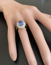 Load image into Gallery viewer, 4.15 Carats Natural Very Nice Looking Tanzanite and Diamond 14K Solid Yellow Gold Ring