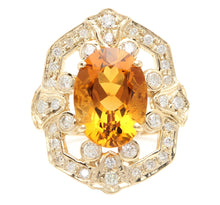 Load image into Gallery viewer, 7.10 Carats Exquisite Natural Citrine and Diamond 14K Solid Yellow Gold Ring