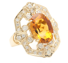 Load image into Gallery viewer, 7.10 Carats Exquisite Natural Citrine and Diamond 14K Solid Yellow Gold Ring