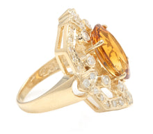 Load image into Gallery viewer, 7.10 Carats Exquisite Natural Citrine and Diamond 14K Solid Yellow Gold Ring