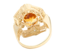 Load image into Gallery viewer, 7.10 Carats Exquisite Natural Citrine and Diamond 14K Solid Yellow Gold Ring