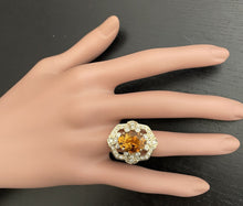 Load image into Gallery viewer, 7.10 Carats Exquisite Natural Citrine and Diamond 14K Solid Yellow Gold Ring