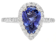 Load image into Gallery viewer, 2.90 Carats Natural Very Nice Looking Tanzanite and Diamond 14K Solid White Gold Ring