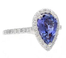 Load image into Gallery viewer, 2.90 Carats Natural Very Nice Looking Tanzanite and Diamond 14K Solid White Gold Ring