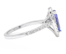 Load image into Gallery viewer, 2.90 Carats Natural Very Nice Looking Tanzanite and Diamond 14K Solid White Gold Ring