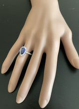 Load image into Gallery viewer, 2.90 Carats Natural Very Nice Looking Tanzanite and Diamond 14K Solid White Gold Ring