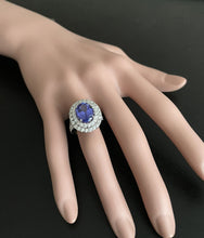 Load image into Gallery viewer, 7.00 Carats Natural Very Nice Looking Tanzanite and Diamond 14K Solid White Gold Ring