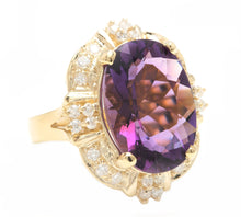 Load image into Gallery viewer, 12.75 Carats Natural Amethyst and Diamond 14K Solid Yellow Gold Ring