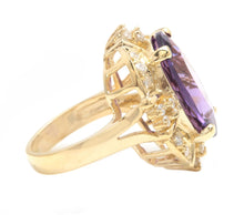 Load image into Gallery viewer, 12.75 Carats Natural Amethyst and Diamond 14K Solid Yellow Gold Ring