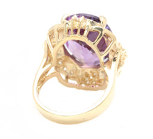 Load image into Gallery viewer, 12.75 Carats Natural Amethyst and Diamond 14K Solid Yellow Gold Ring