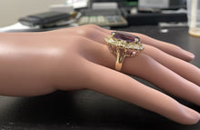 Load image into Gallery viewer, 12.75 Carats Natural Amethyst and Diamond 14K Solid Yellow Gold Ring
