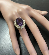 Load image into Gallery viewer, 12.75 Carats Natural Amethyst and Diamond 14K Solid Yellow Gold Ring